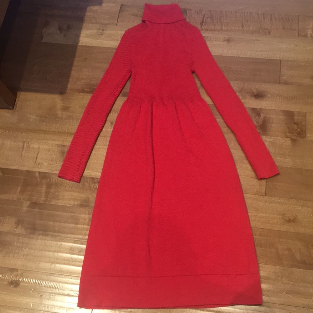 Boden red sweater dress with turtleneck